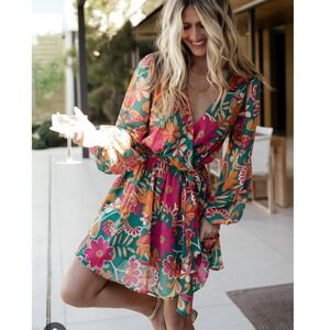 Baltic Born Floral Mini Dress - Pink and Green